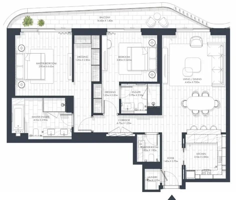 Sunstone — 2 Bedrooms floor plan