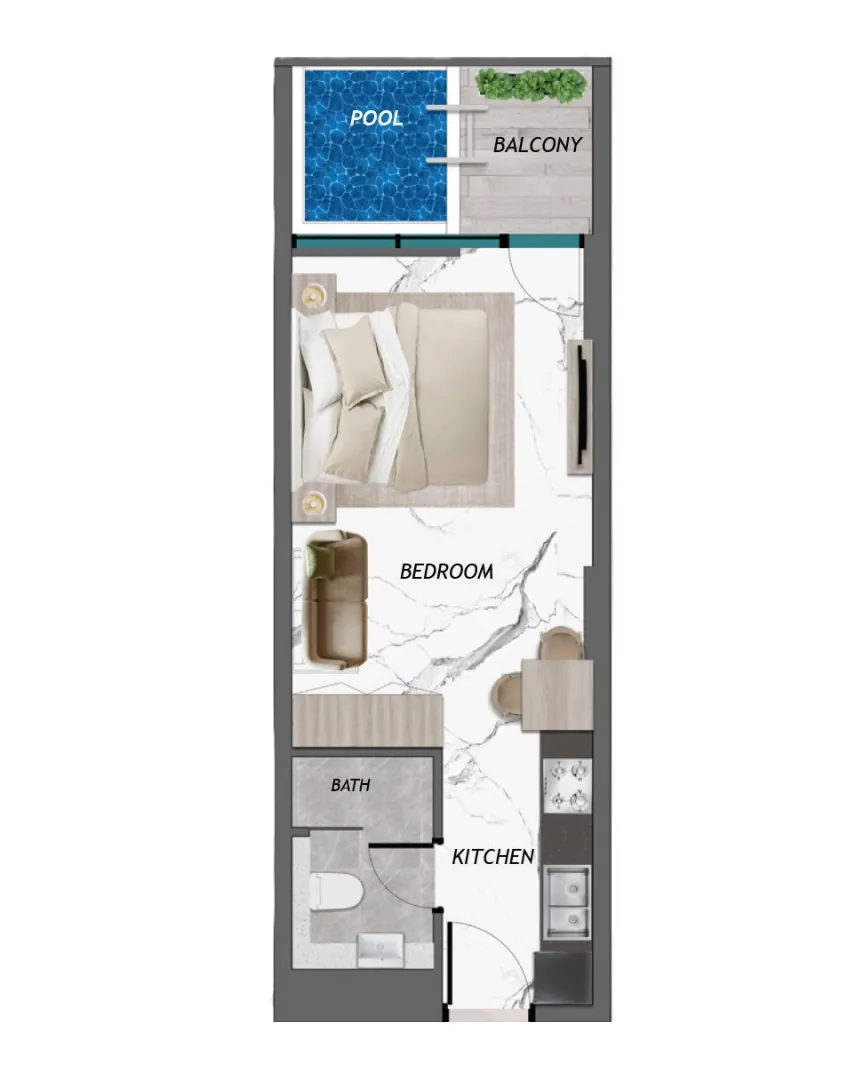 Samana California Phase 2 — Studio floor plan