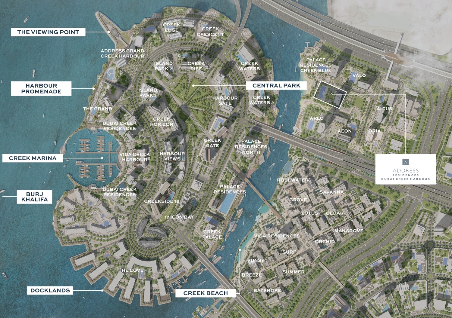 Address Residences Dubai Creek Harbour master plan
